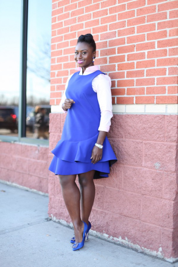 Christina-Just-Missed-The-Runway-Easter-Sunday-Cobalt-Shift-Dress-White-Button-Down-Fashion-OnGiselleAve