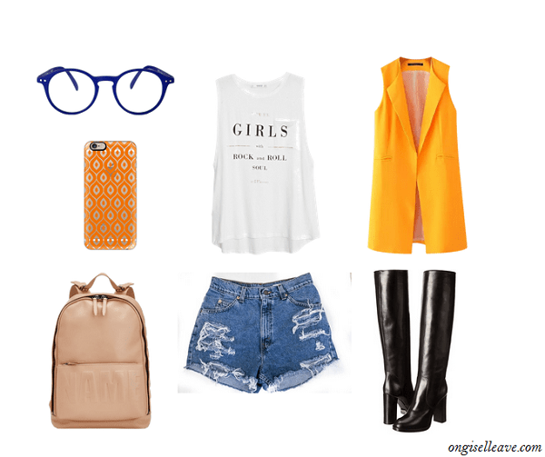 Leather-Boots-Distressed-Denim-Shorts-Statement-Tee-Sleeveless-Vest-Fashion-OnGiselleAve