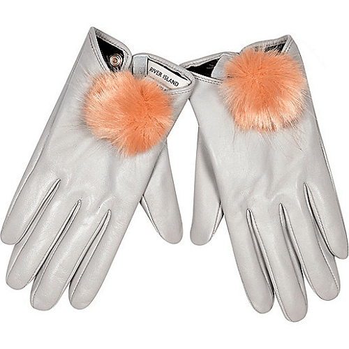 River-Island-Grey-Leather-Pom-Pom-Gloves-Fall-Fashion-OnGiselleAve