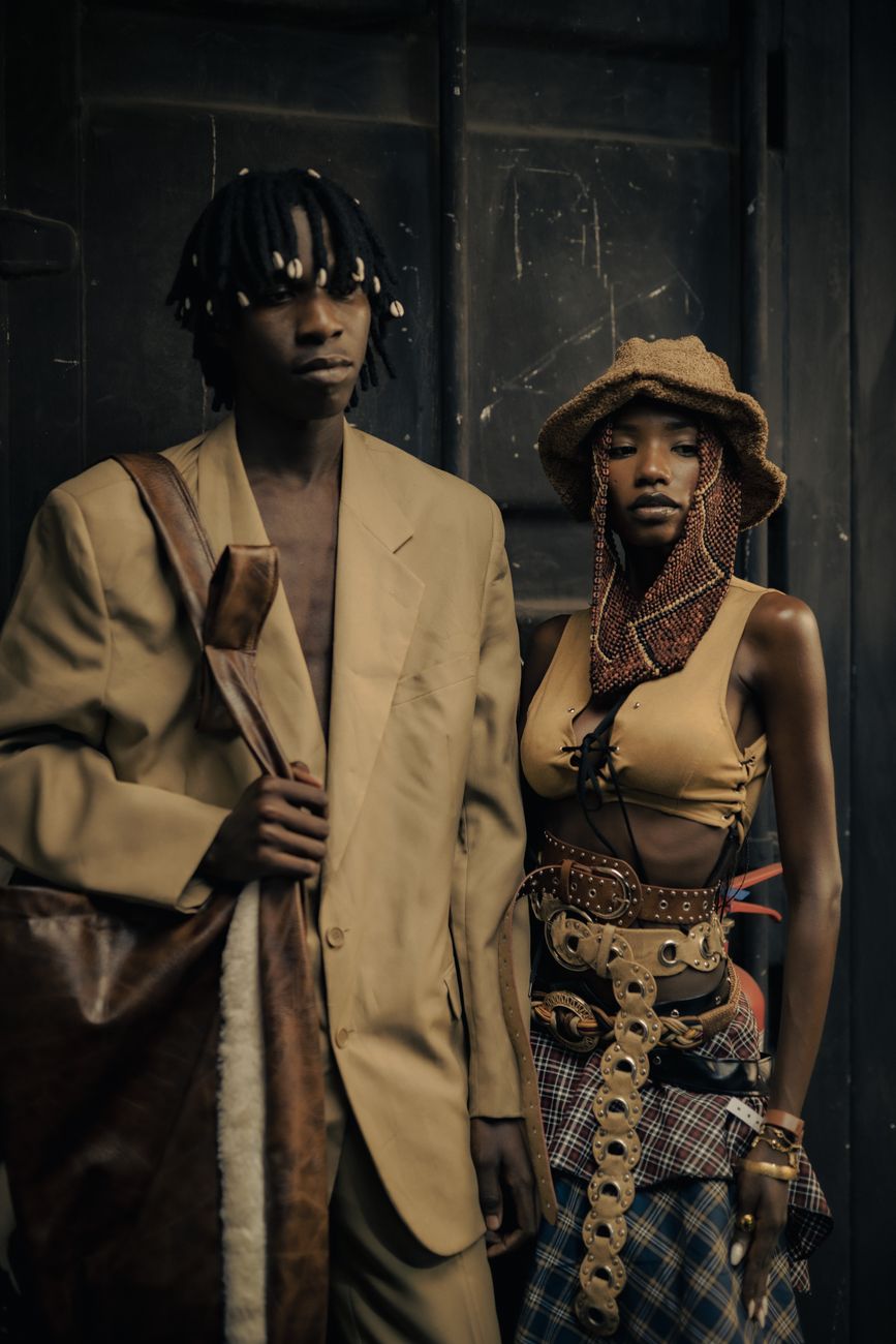 stylish portrait of fashionable african couple